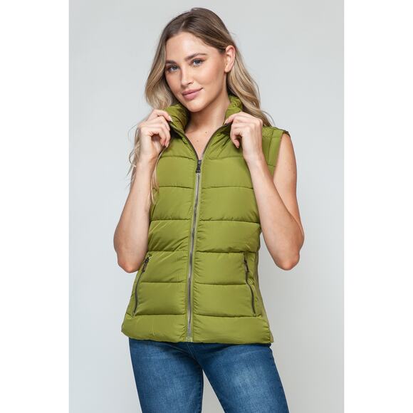 SNOBBISH Green Zip Up Turtleneck Puffer Vest Full Zip Pockets New Fall Winter - Picture 8 of 9